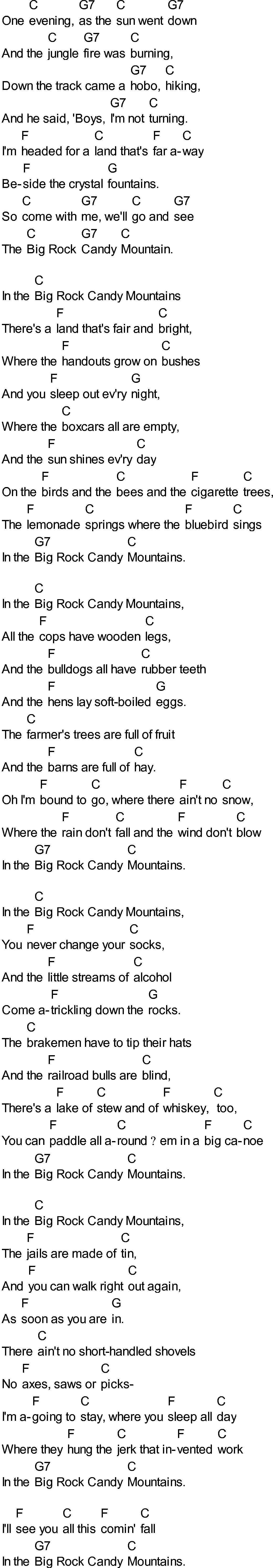Bluegrass songs with chords - Big Rock Candy Mountain